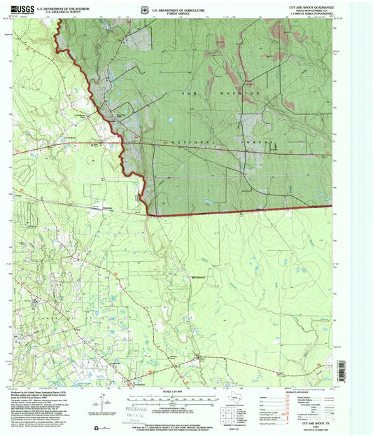 Classic USGS Cut And Shoot Texas 7.5'x7.5' Topo Map Image