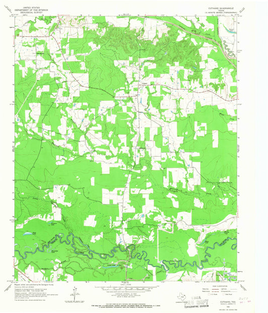 Classic USGS Cuthand Texas 7.5'x7.5' Topo Map Image
