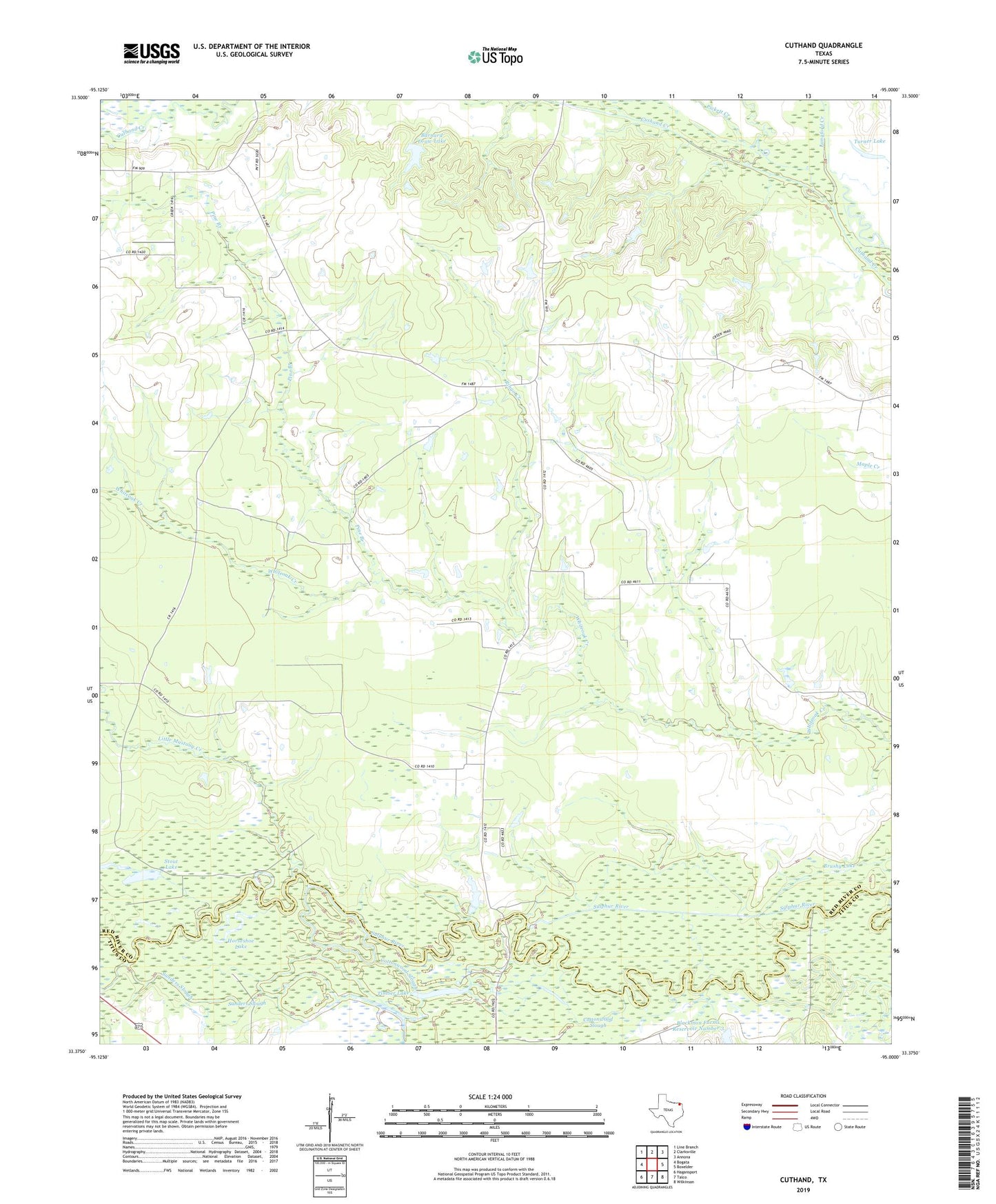 Cuthand Texas US Topo Map Image
