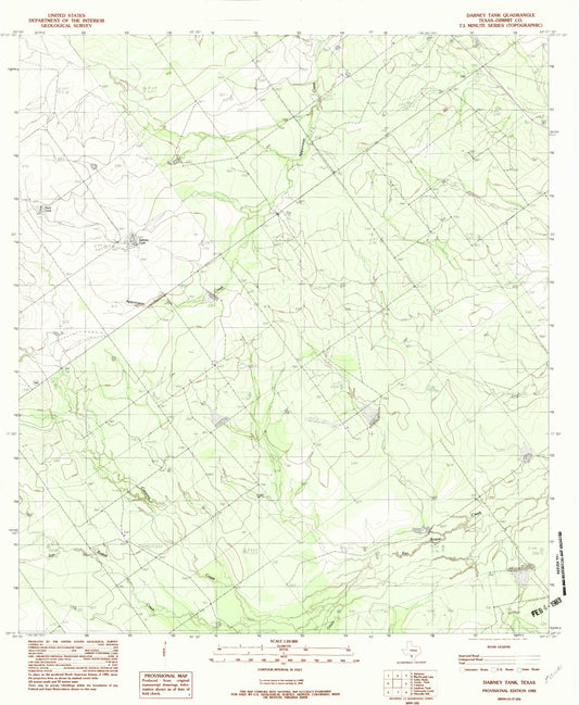 Classic USGS Dabney Tank Texas 7.5'x7.5' Topo Map Image