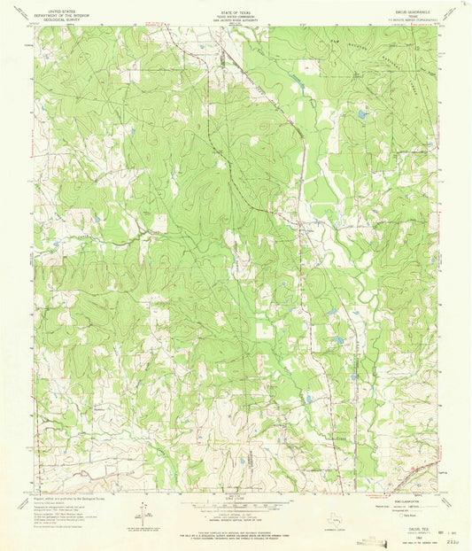 Classic USGS Dacus Texas 7.5'x7.5' Topo Map Image