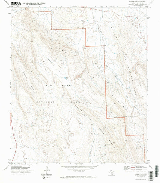 Classic USGS Dagger Flat Texas 7.5'x7.5' Topo Map Image