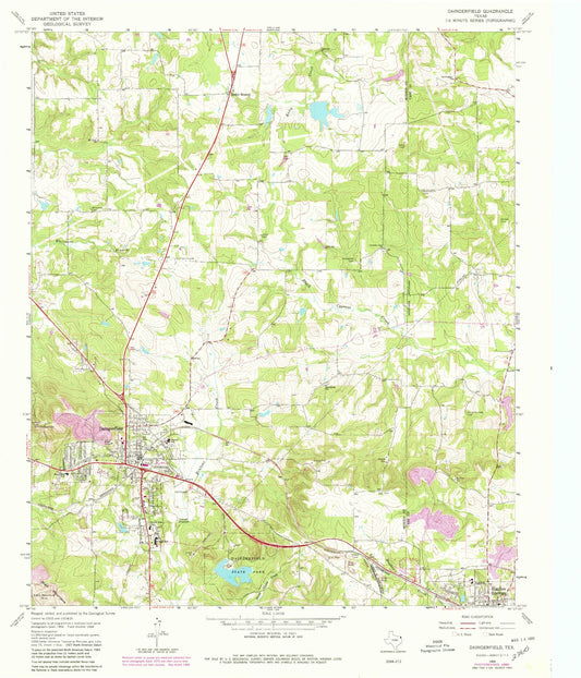 Classic USGS Daingerfield Texas 7.5'x7.5' Topo Map Image