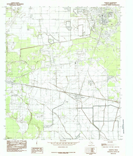 Classic USGS Daisetta Texas 7.5'x7.5' Topo Map Image