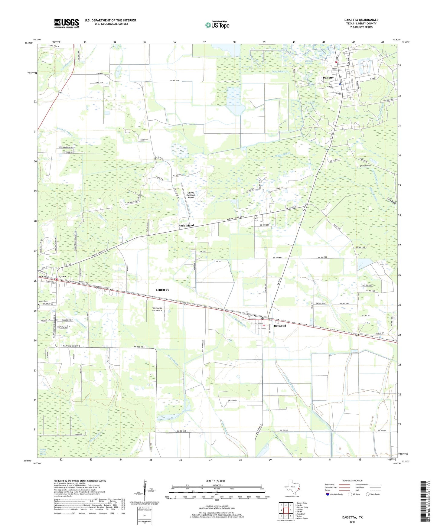 Daisetta Texas US Topo Map Image