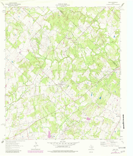 Classic USGS Dale Texas 7.5'x7.5' Topo Map Image