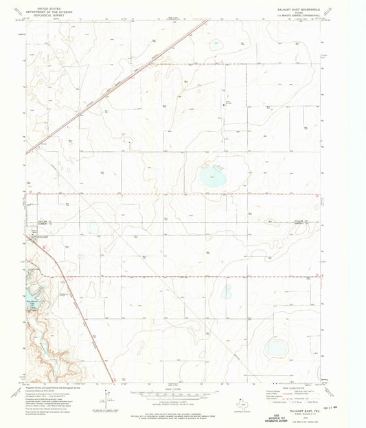 Classic USGS Dalhart East Texas 7.5'x7.5' Topo Map Image