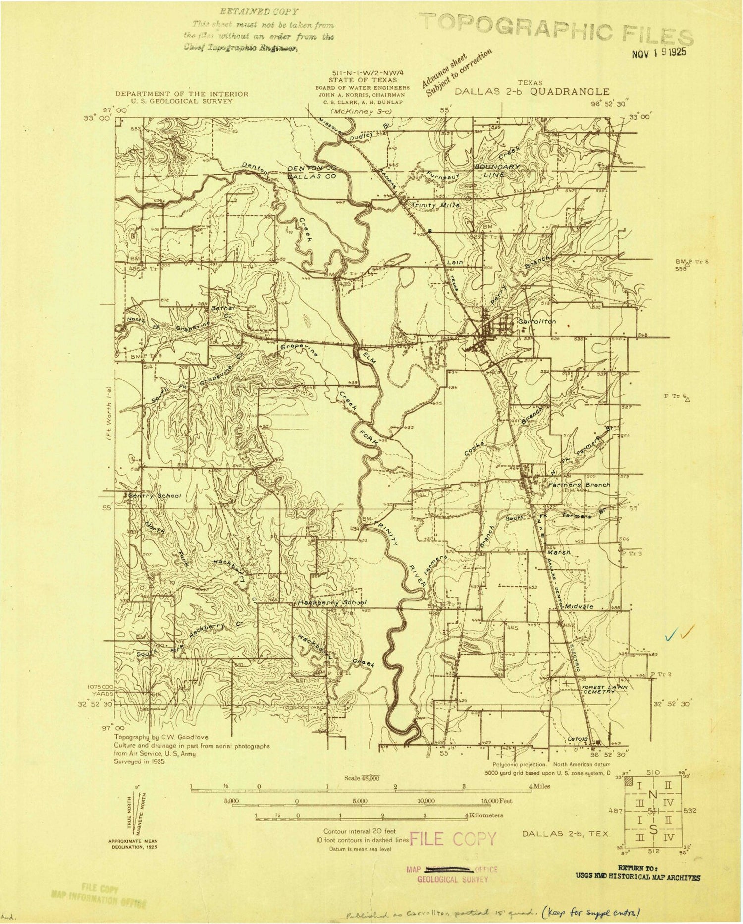Classic USGS Carrollton Texas 7.5'x7.5' Topo Map Image