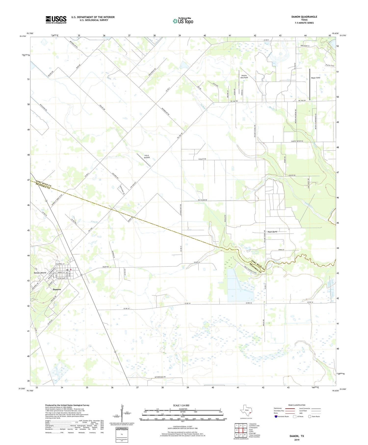 Damon Texas US Topo Map Image