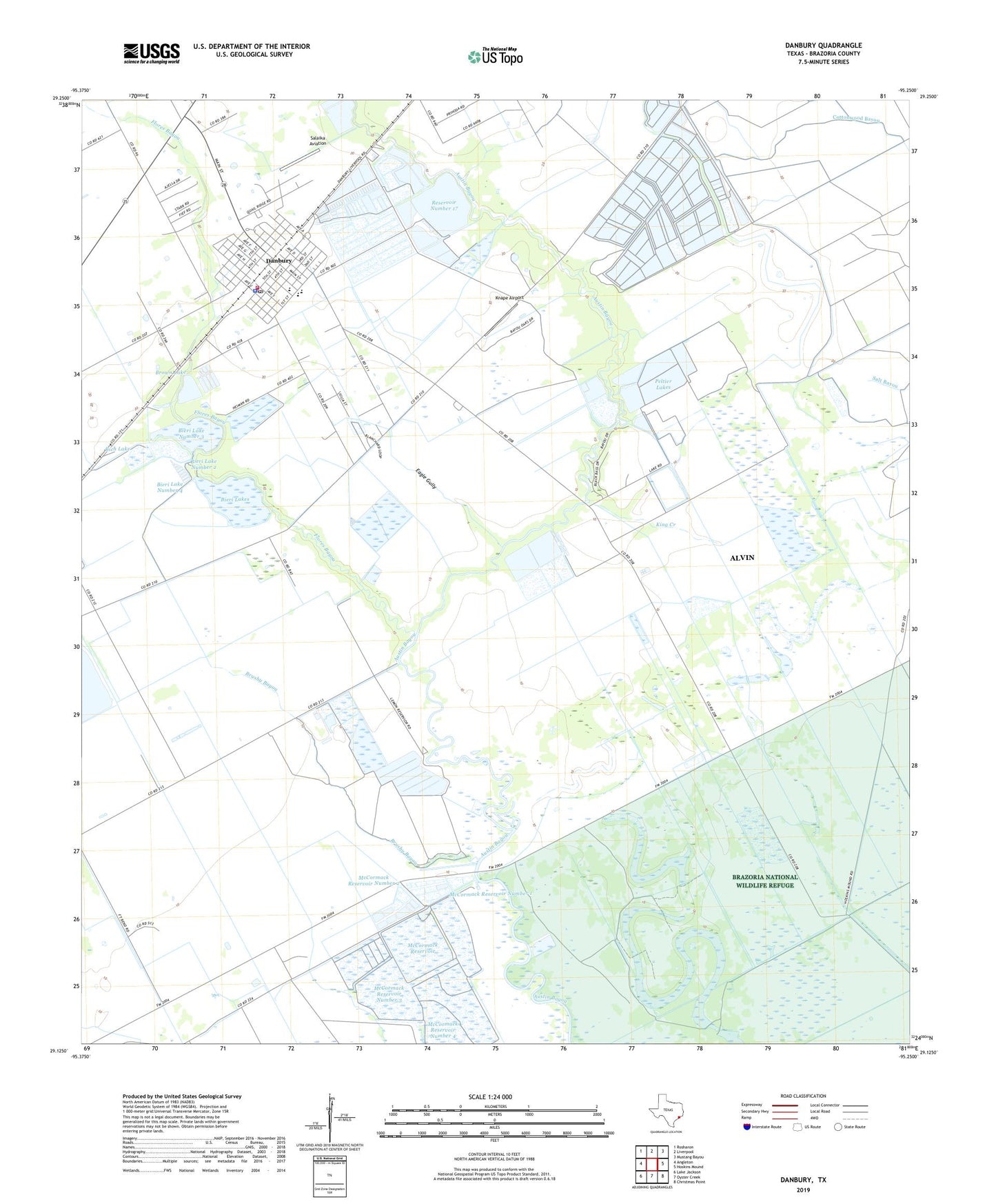 Danbury Texas US Topo Map Image