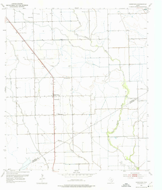 Classic USGS Danevang Texas 7.5'x7.5' Topo Map Image