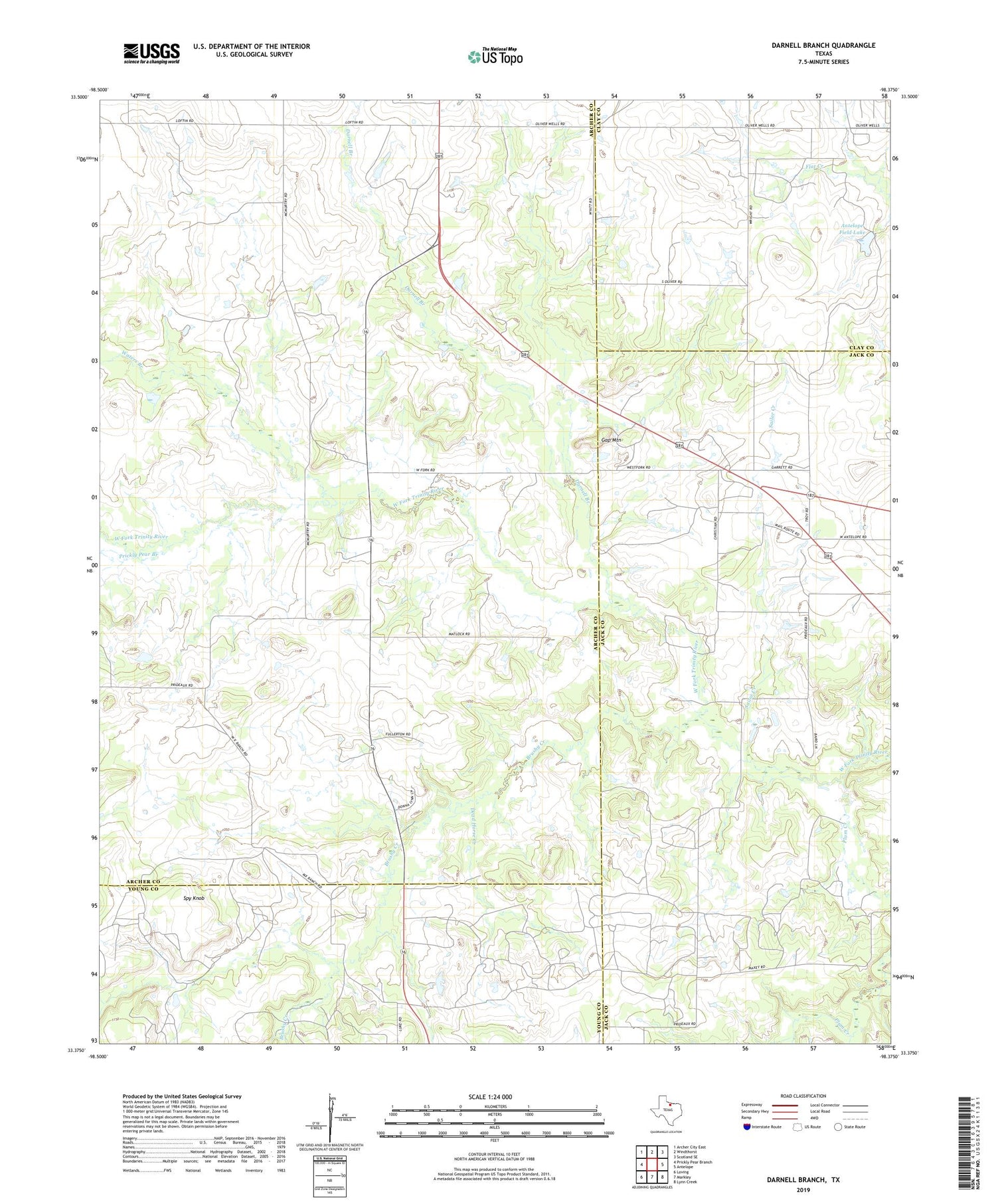 Darnell Branch Texas US Topo Map Image