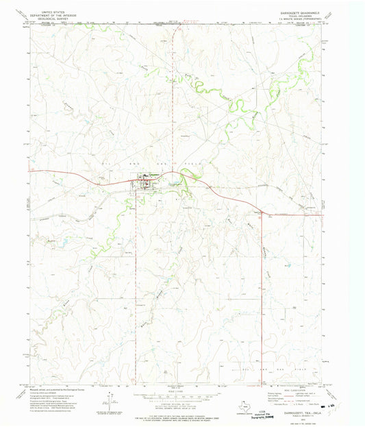Classic USGS Darrouzett Texas 7.5'x7.5' Topo Map Image