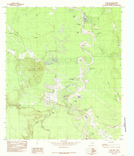 Classic USGS Davis Hill Texas 7.5'x7.5' Topo Map Image