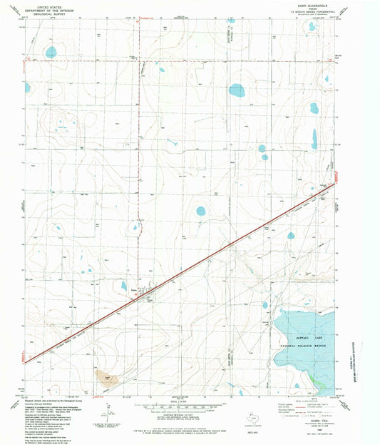 Classic USGS Dawn Texas 7.5'x7.5' Topo Map Image