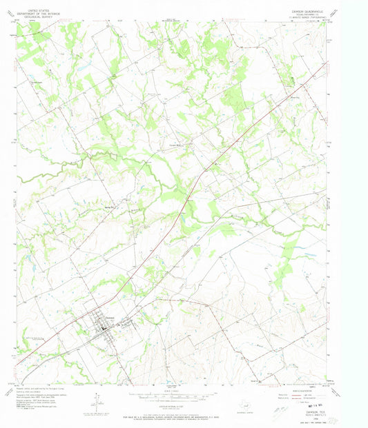 Classic USGS Dawson Texas 7.5'x7.5' Topo Map Image