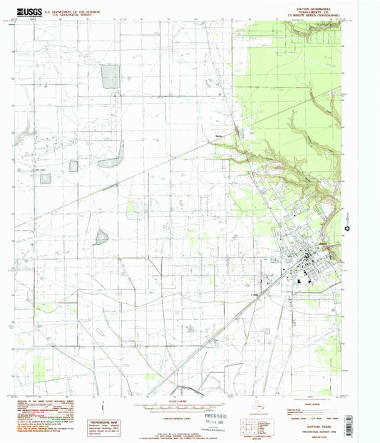 Classic USGS Dayton Texas 7.5'x7.5' Topo Map Image