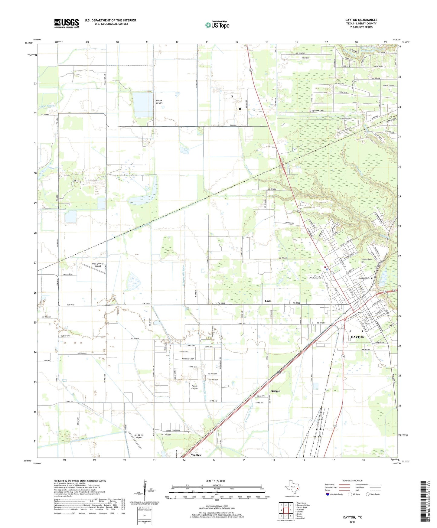 Dayton Texas US Topo Map Image