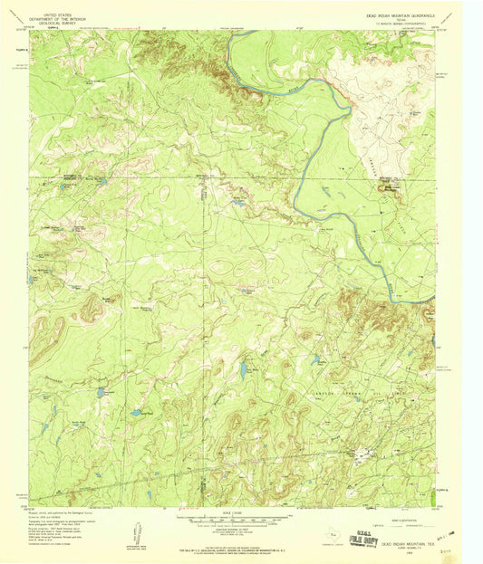 Classic USGS Dead Indian Mountain Texas 7.5'x7.5' Topo Map Image