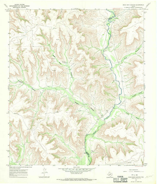 Classic USGS Dead Man Canyon Texas 7.5'x7.5' Topo Map Image
