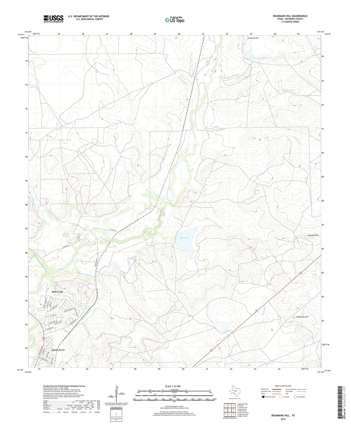 Deadmans Hill Texas US Topo Map Image