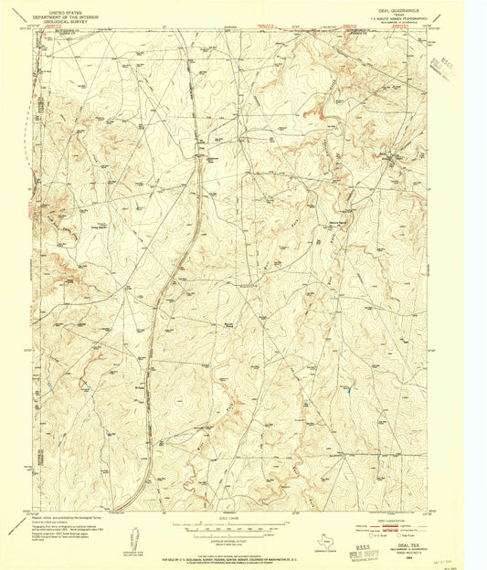 Classic USGS Deal Texas 7.5'x7.5' Topo Map Image