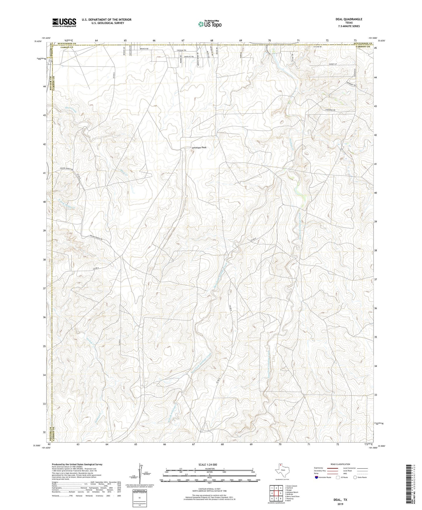 Deal Texas US Topo Map Image