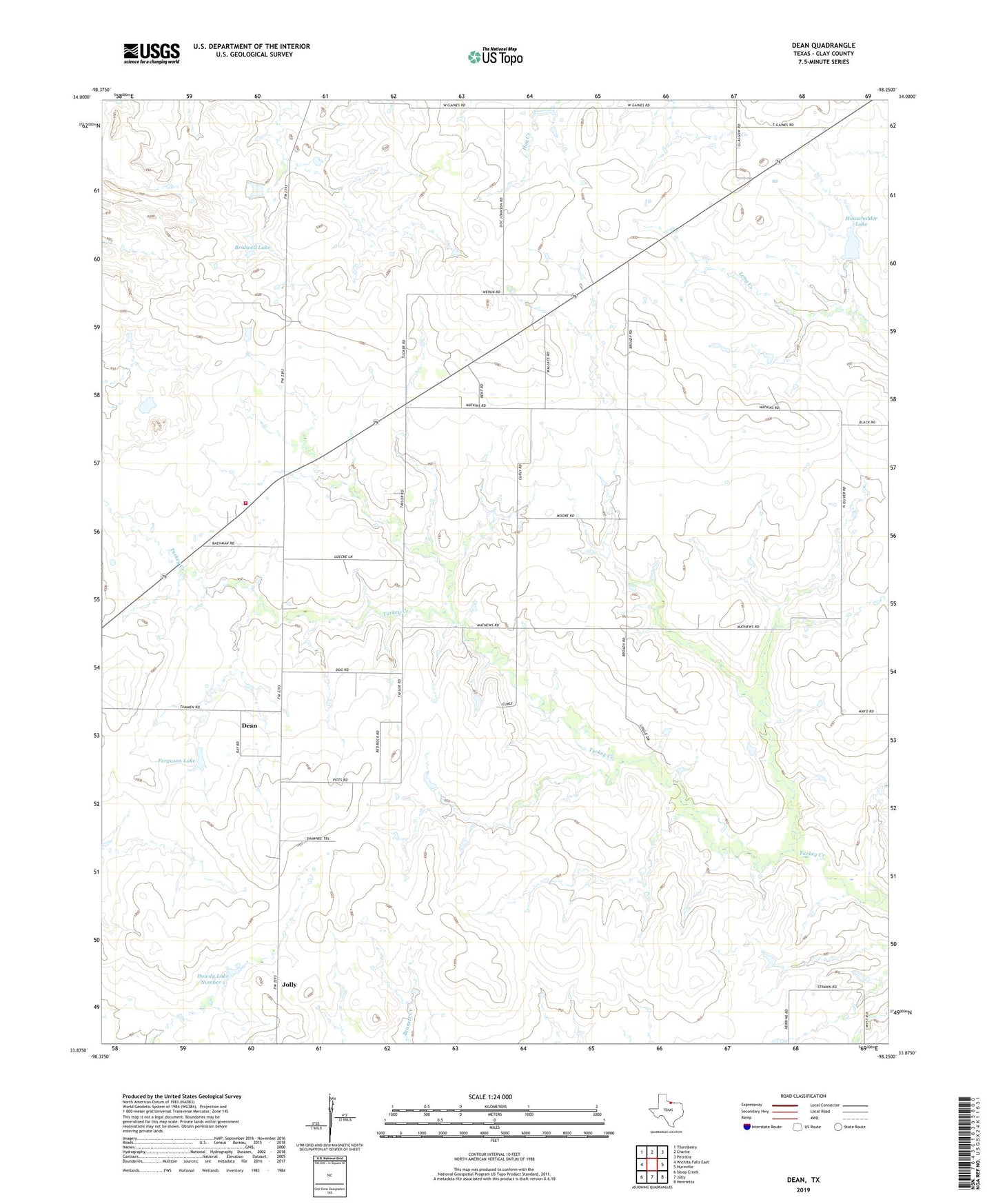 Dean Texas US Topo Map Image
