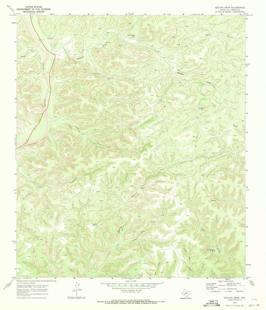 Classic USGS Deaton Draw Texas 7.5'x7.5' Topo Map Image