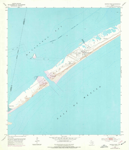 Classic USGS Decros Point Texas 7.5'x7.5' Topo Map Image