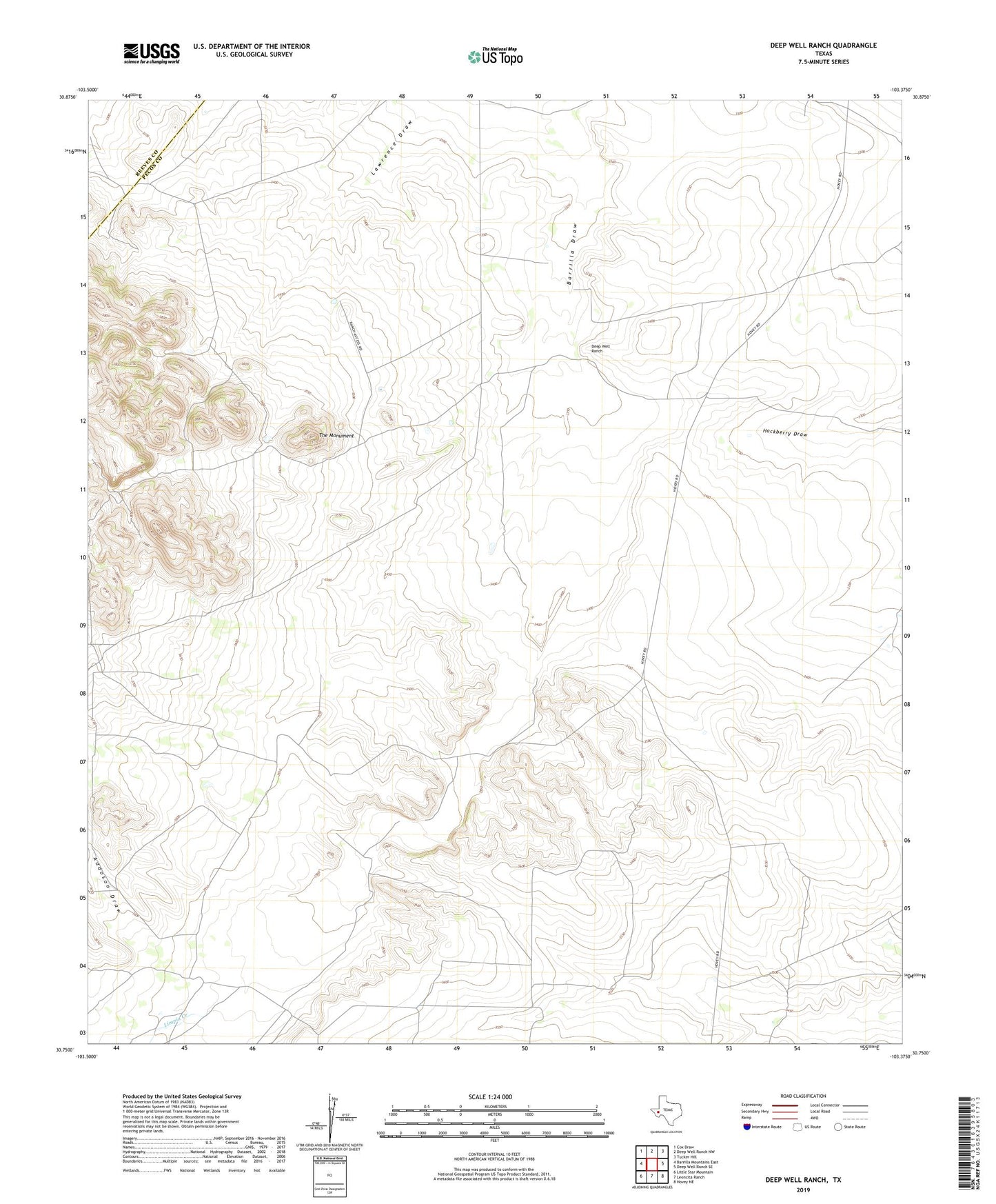 Deep Well Ranch Texas US Topo Map Image