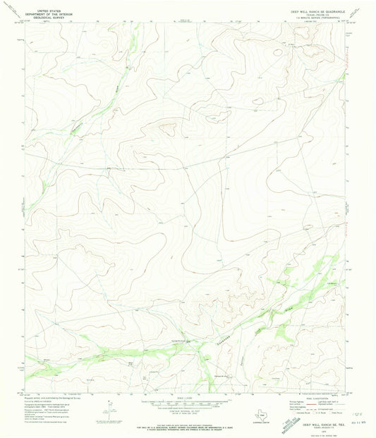Classic USGS Deep Well Ranch SE Texas 7.5'x7.5' Topo Map Image