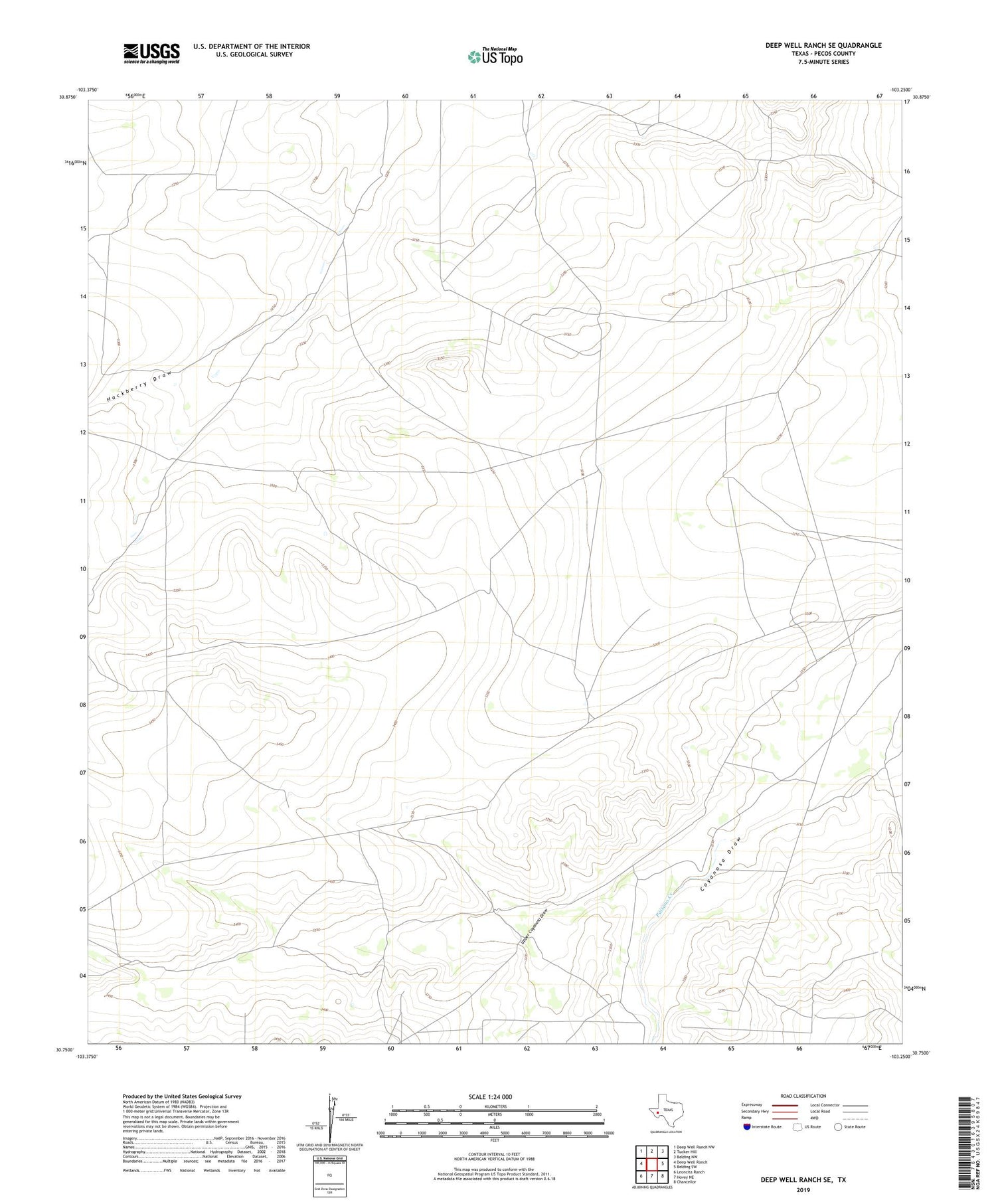 Deep Well Ranch SE Texas US Topo Map Image