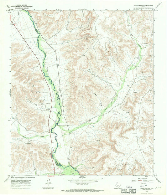 Classic USGS Deer Canyon Texas 7.5'x7.5' Topo Map Image