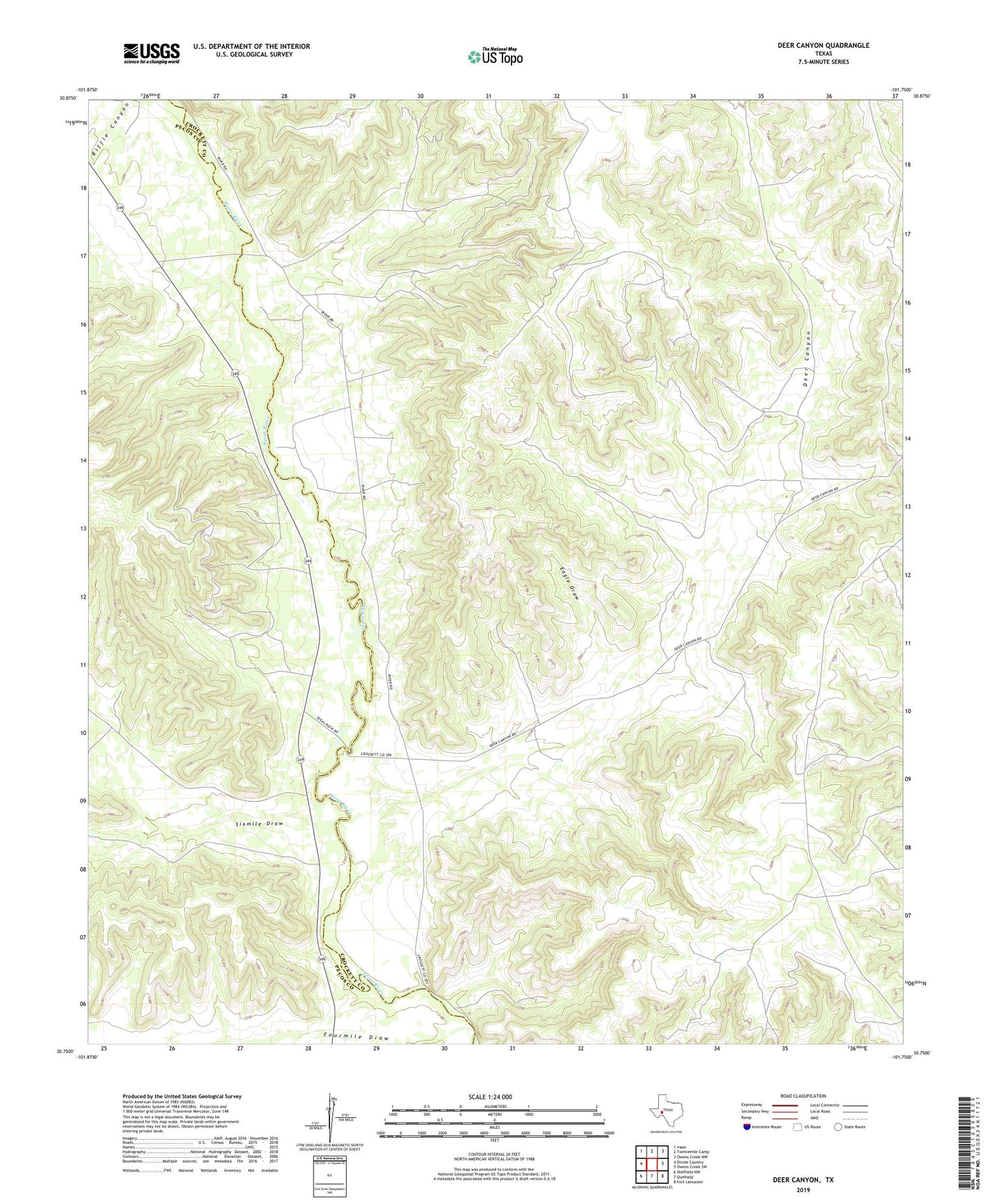 Deer Canyon Texas US Topo Map Image