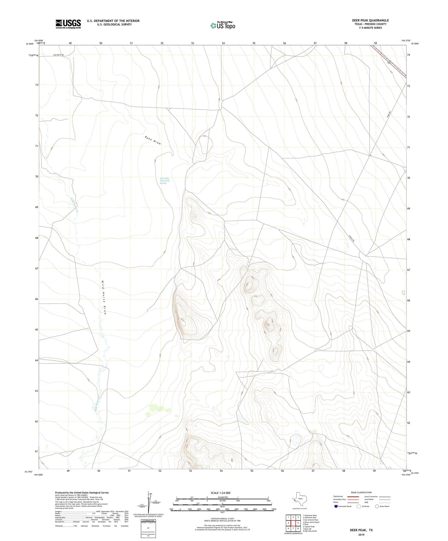 Deer Peak Texas US Topo Map Image