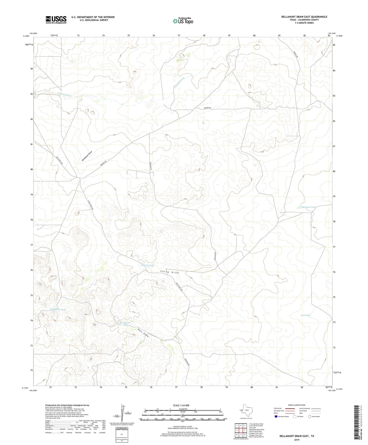 Dellahunt Draw East Texas US Topo Map Image