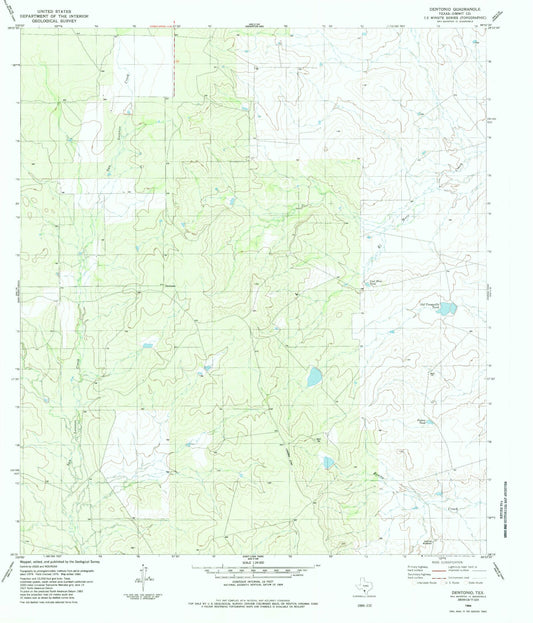Classic USGS Dentonio Texas 7.5'x7.5' Topo Map Image