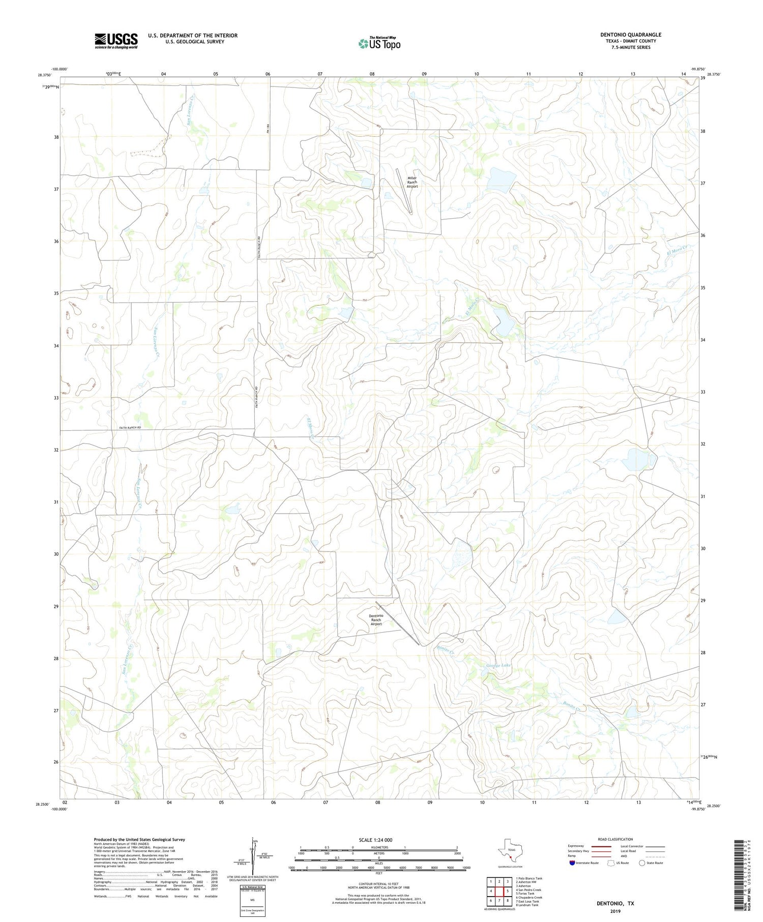 Dentonio Texas US Topo Map Image