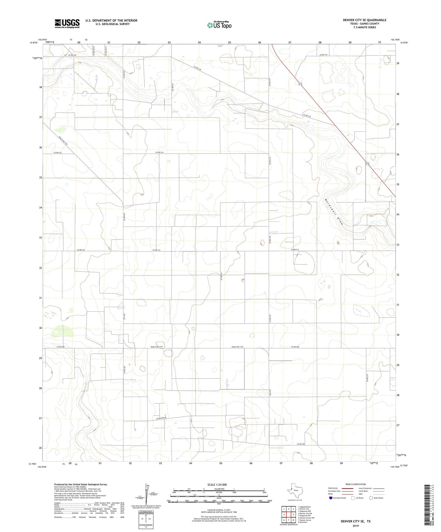 Denver City SE Texas US Topo Map Image