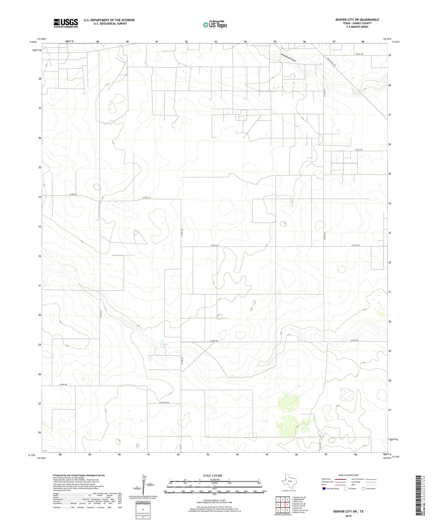 Denver City SW Texas US Topo Map Image