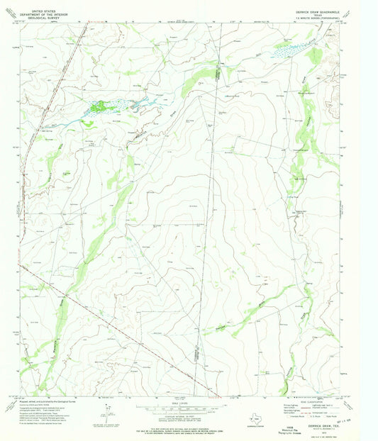 Classic USGS Derrick Draw Texas 7.5'x7.5' Topo Map Image