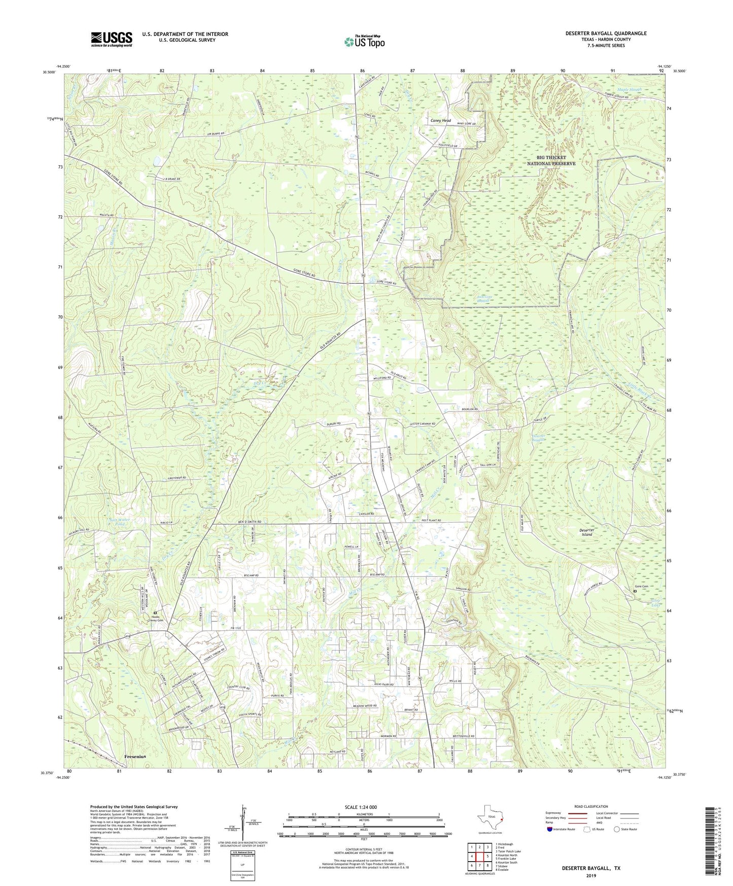 Deserter Baygall Texas US Topo Map Image