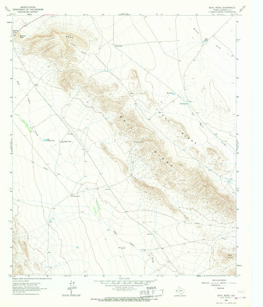 Classic USGS Devil Ridge Texas 7.5'x7.5' Topo Map Image