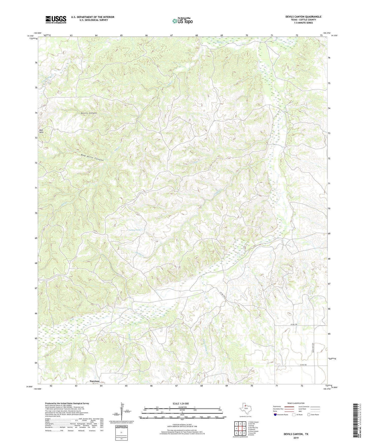 Devils Canyon Texas US Topo Map Image