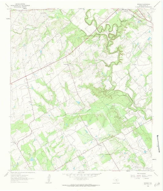 Classic USGS Dewees Texas 7.5'x7.5' Topo Map Image