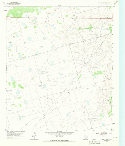 Classic USGS Dewey Lake SE Texas 7.5'x7.5' Topo Map Image