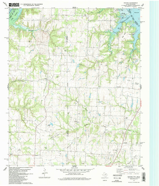 Classic USGS Dexter Texas 7.5'x7.5' Topo Map Image