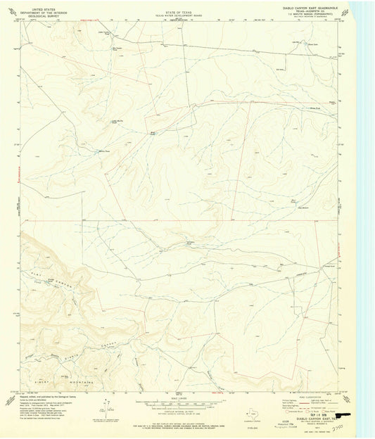 Classic USGS Diablo Canyon East Texas 7.5'x7.5' Topo Map Image