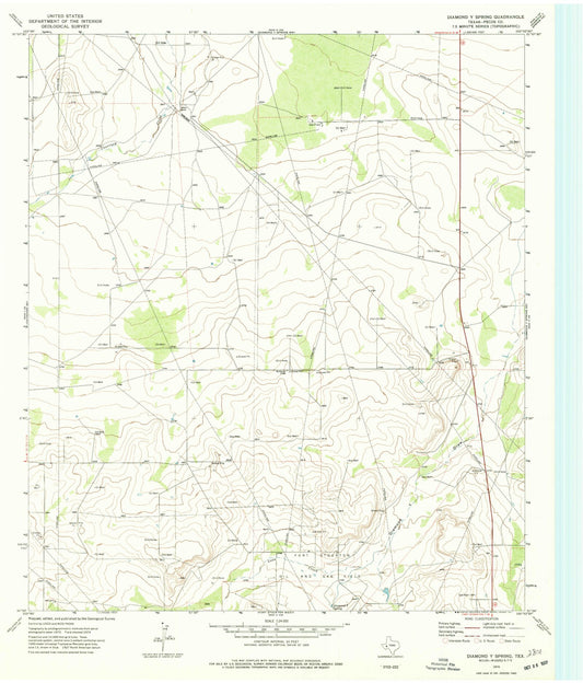 Classic USGS Diamond Y Spring Texas 7.5'x7.5' Topo Map Image